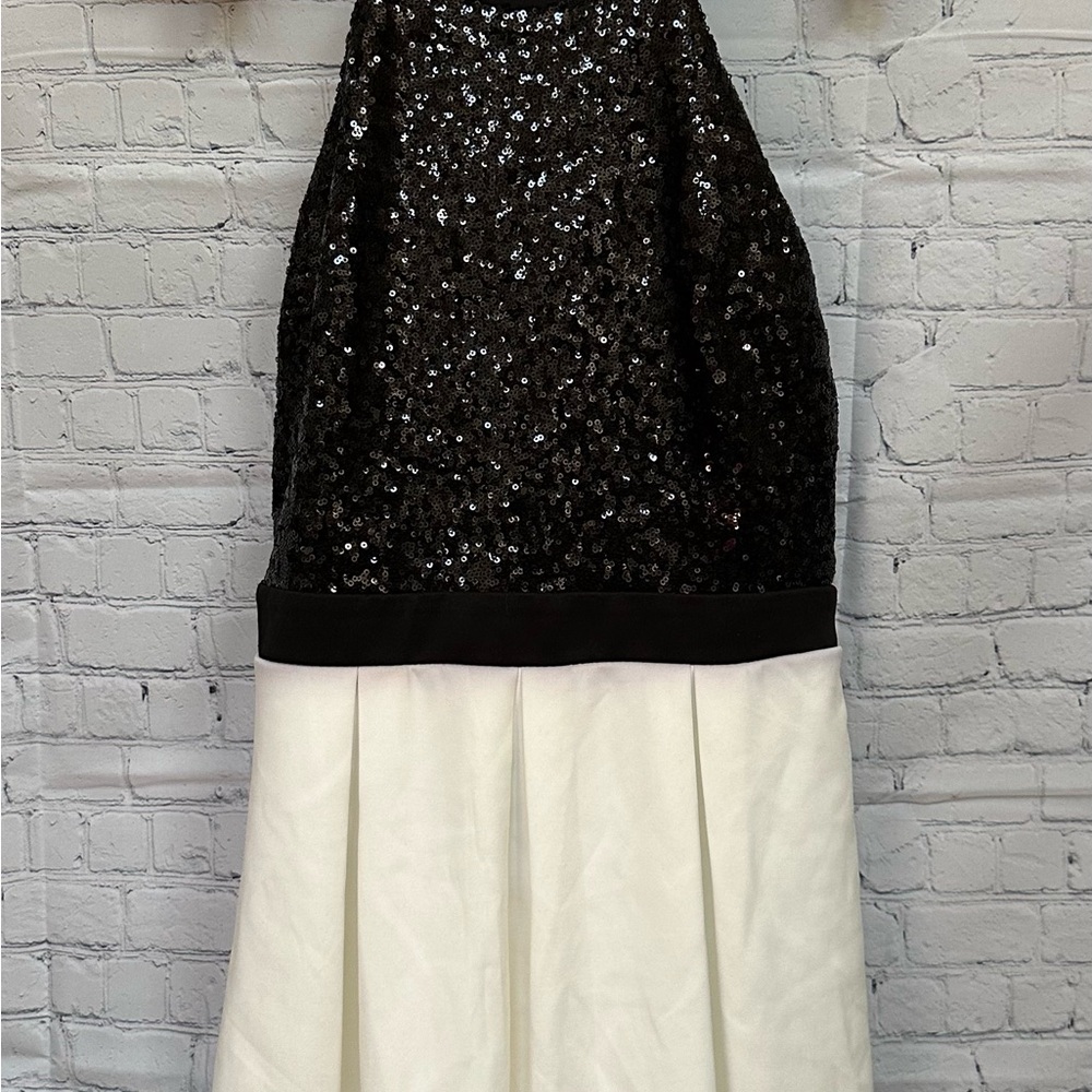 B Darlin Black and White A-line Halter Dress